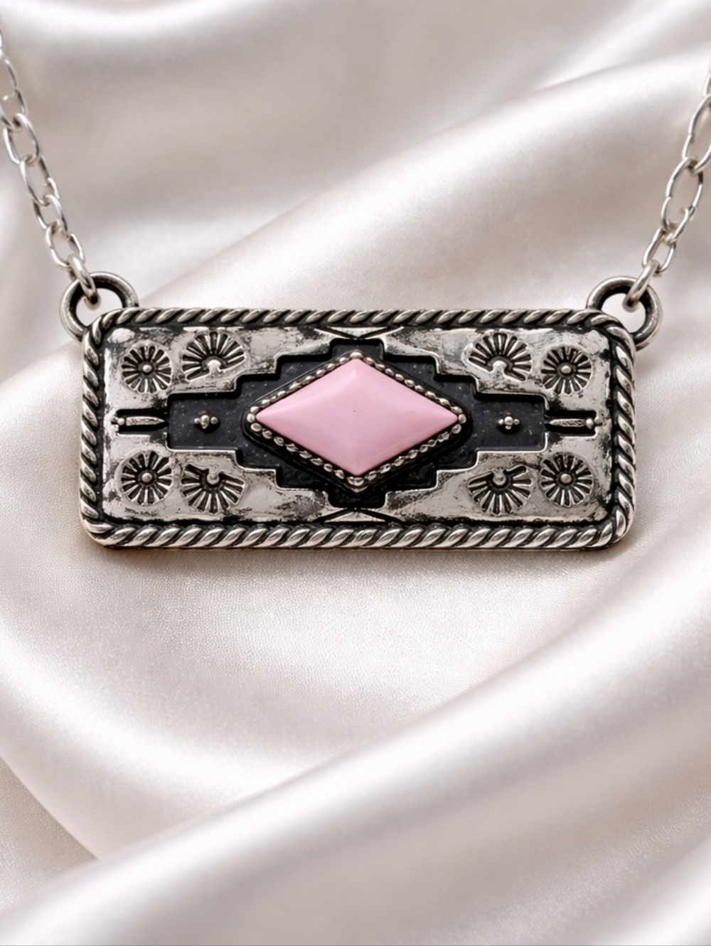 🆕️ Western Style Pink Aztec Bar Necklace